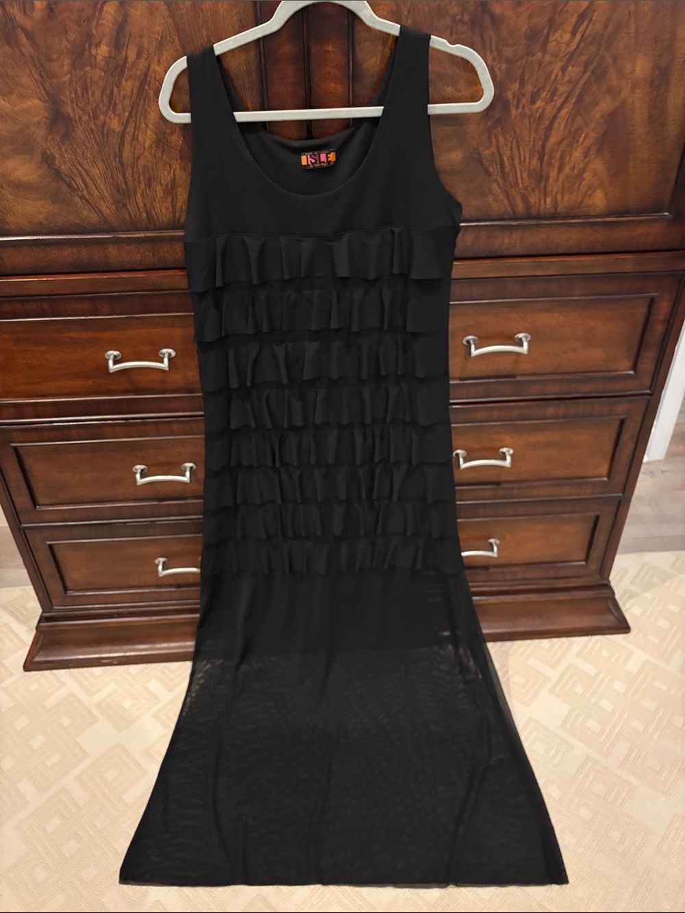 Black Ruffled Tank Maxi Dress